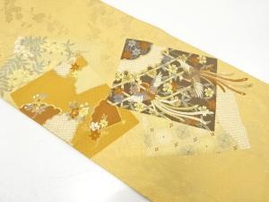 色紙に鳳凰・枝垂れ桜・藤模様織り出し　袋帯